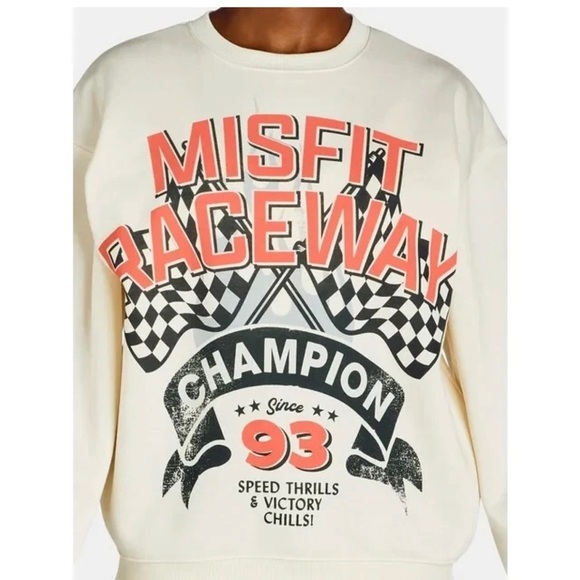 Women’s Front Back Misfit Raceway Graphic Sweatshirt with Long Sleeves, Size S - Picture 4 of 4